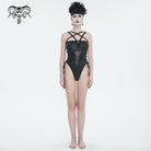 DEVIL FASHION Women's Gothic Strappy Floral Printed Swimsuit