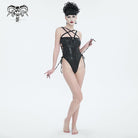 DEVIL FASHION Women's Gothic Strappy Floral Printed Swimsuit