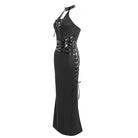 DEVIL FASHION Women's Gothic Strappy Side Slit Fitted Halterneck Dress
