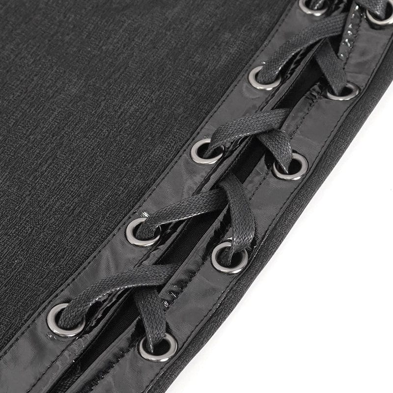 DEVIL FASHION Women's Gothic Strappy Side Slit Fitted Halterneck Dress