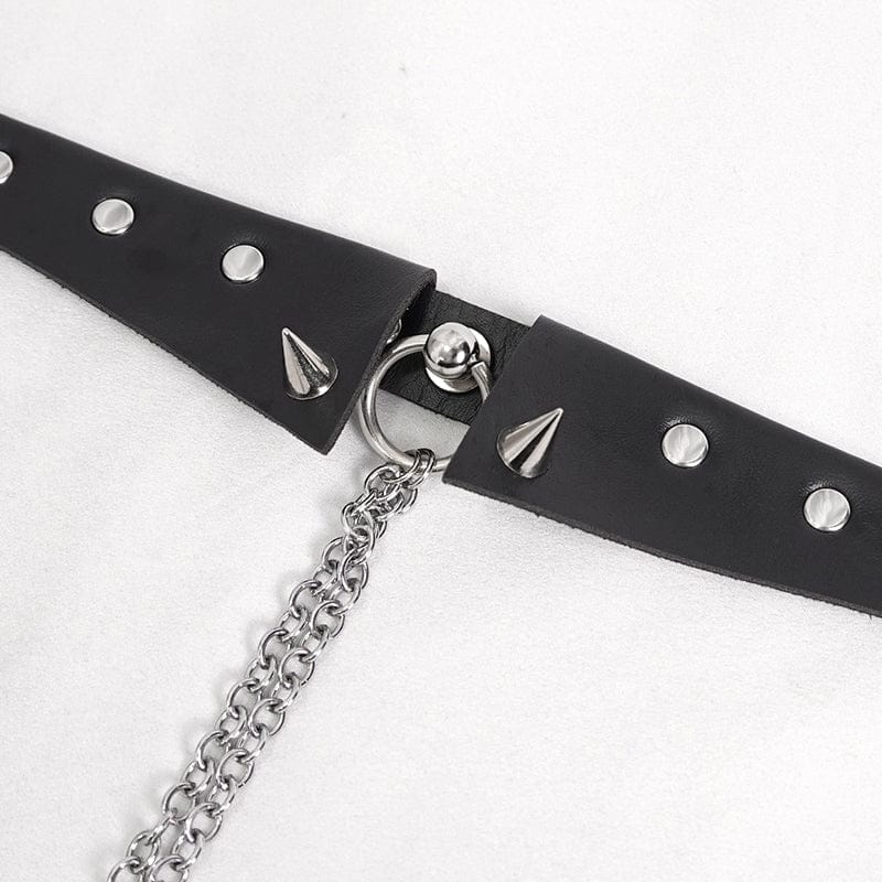 DEVIL FASHION Women's Gothic Studded Chain Choker With Breast Covers