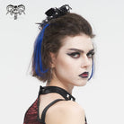 DEVIL FASHION Women's Gothic Studded Mesh Splice Faux Leather Hair Claw