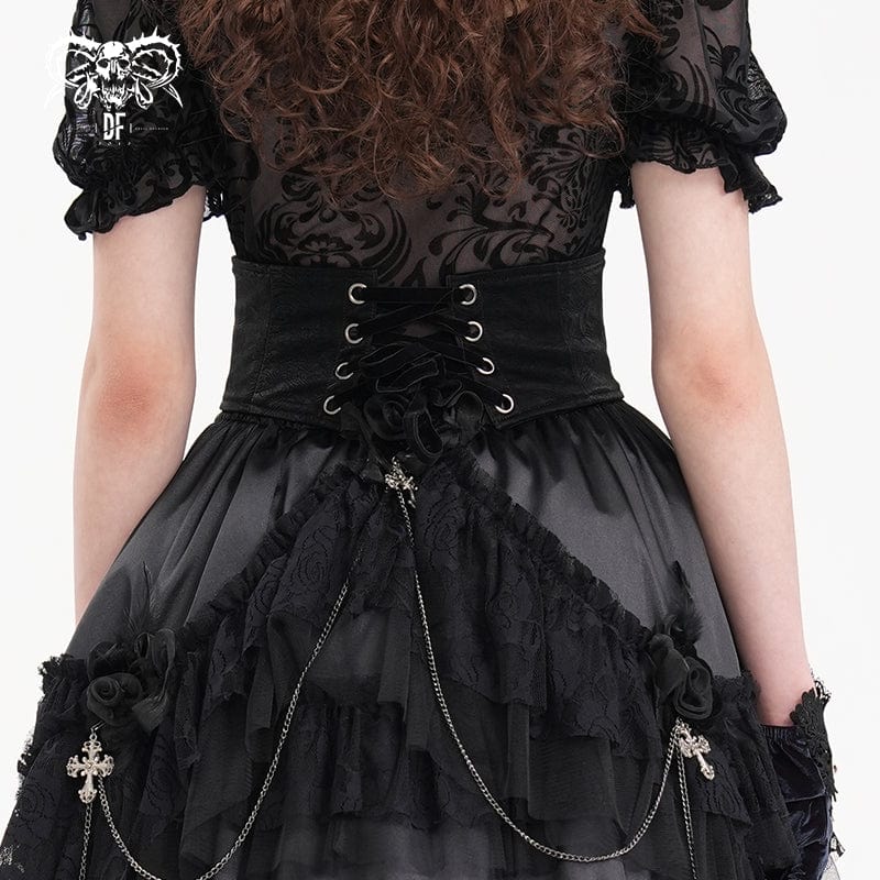 DEVIL FASHION Women's Gothic Tassels Buckle-up Underbust Corset