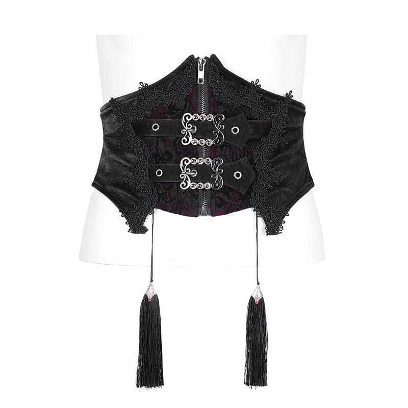 DEVIL FASHION Women's Gothic Tassels Buckle-up Underbust Corset