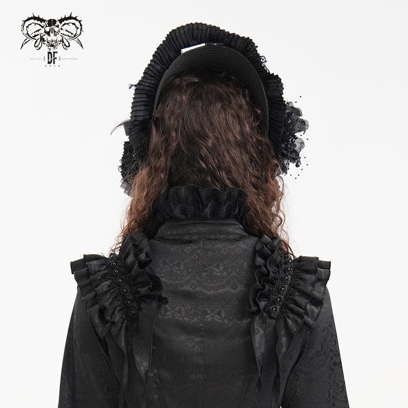 DEVIL FASHION Women's Gothic Tassels Flower Mesh Hair Accessories