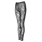 DEVIL FASHION Women's Gothic Thorny Vine Flocked Sheer Mesh Leggings