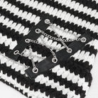 DEVIL FASHION Women's Grunge Striped Pin Car Ears Beanie Black