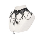 DEVIL FASHION Women's Lace & Bead Goth Neck Piece Lace Choker