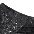 DEVIL FASHION Women's Punk Bat Buckle Straps Front Zipper Shorts