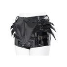 DEVIL FASHION Women's Punk Bat Buckle Straps Front Zipper Shorts