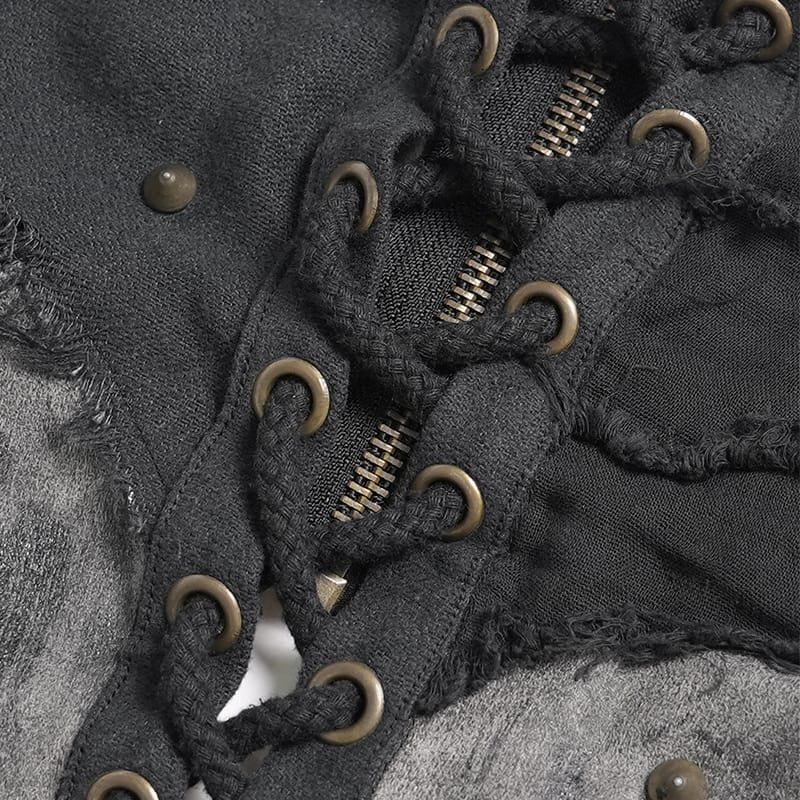 DEVIL FASHION Cinturones punk para mujer Corsés ajustados debajo del busto con falda rota