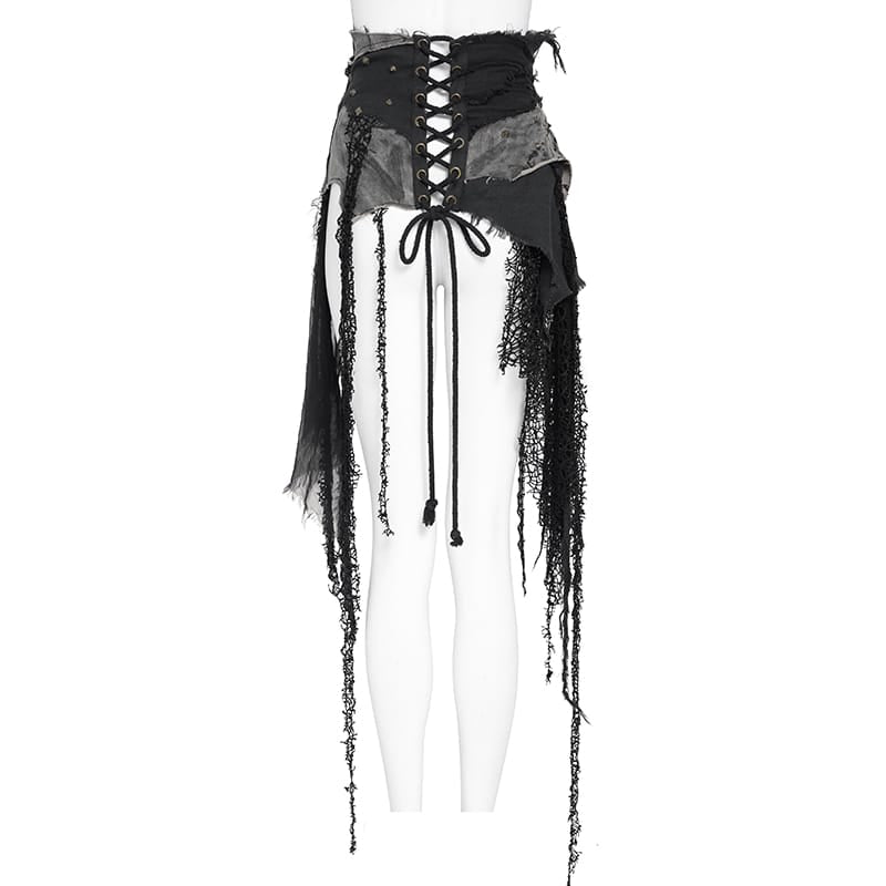 DEVIL FASHION Cinturones punk para mujer Corsés ajustados debajo del busto con falda rota