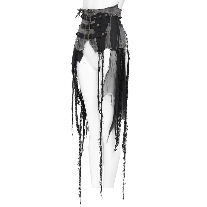 DEVIL FASHION Cinturones punk para mujer Corsés ajustados debajo del busto con falda rota