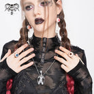 DEVIL FASHION Women's Punk Bound Weird Sci-fi Alien Necklace Silver Gray
