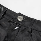 DEVIL FASHION Women's Punk Buckle Faux Leather Shorts