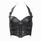 DEVIL FASHION Women's Punk Buckle Halterneck Overbust Corset