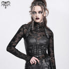 DEVIL FASHION Women's Punk Buckle Halterneck Overbust Corset
