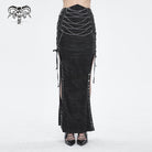 DEVIL FASHION Women's Punk Buckle Side Slit Wrapped Long Skirt