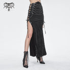 DEVIL FASHION Women's Punk Buckle Side Slit Wrapped Long Skirt