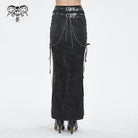 DEVIL FASHION Women's Punk Buckle Side Slit Wrapped Long Skirt