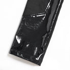 DEVIL FASHION Women's Punk Buckle Strap Patent Faux Leather Spliced Skinny Pants