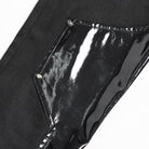 DEVIL FASHION Women's Punk Buckle Strap Patent Faux Leather Spliced Skinny Pants