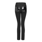 DEVIL FASHION Women's Punk Buckle Strap Patent Faux Leather Spliced Skinny Pants