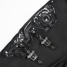 DEVIL FASHION Women's Punk Buckle Strap Patent Faux Leather Spliced Skinny Pants