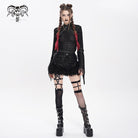 DEVIL FASHION Women's Punk Buckle Strap Plush Splice Shorts