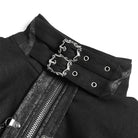 DEVIL FASHION Women's Punk Buckle-up Stand Collar Chain Jacket