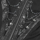 DEVIL FASHION Women's Punk Buckle-up Stand Collar Chain Jacket