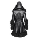 DEVIL FASHION Women's Punk Buckle-up Strap Plush Splice Coat