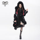 DEVIL FASHION Women's Punk Buckle-up Strap Plush Splice Coat