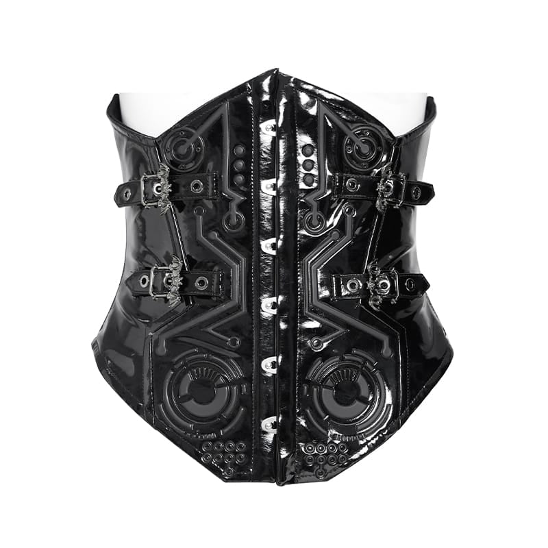 DEVIL FASHION Women's Punk Buckle-up Straps Lace-up Underbust Corset