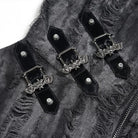 DEVIL FASHION Women's Punk Chain-Detailed Ripped Irregular Hooded Coat
