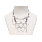 DEVIL FASHION Women's Punk Chain Hexagram Fishbone Necklace