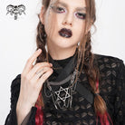 DEVIL FASHION Women's Punk Chain Hexagram Fishbone Necklace