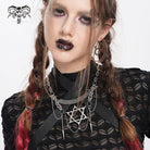 DEVIL FASHION Women's Punk Chain Hexagram Fishbone Necklace