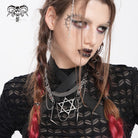 DEVIL FASHION Women's Punk Chain Hexagram Fishbone Necklace