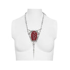 DEVIL FASHION Women's Punk Chain Red Pendant Necklace