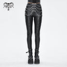 DEVIL FASHION Women's Punk Chain Stud Faux Leather Pants