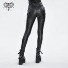 DEVIL FASHION Women's Punk Chain Stud Faux Leather Pants