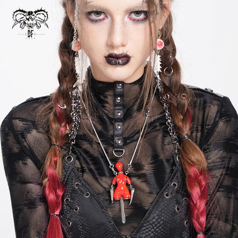 Women's Punk Chain Weird Sci-fi Alien Necklace Red – Punk Design