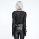 DEVIL FASHION Women's Punk Chained Cutout Long Sleeve Top