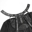 DEVIL FASHION Women's Punk Chained Cutout Long Sleeve Top