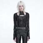 DEVIL FASHION Women's Punk Chained Cutout Long Sleeve Top