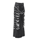 DEVIL FASHION Women's Punk Chained Ripped Raw Edge Wide Leg Jeans
