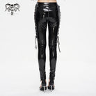 DEVIL FASHION Damen Punk Cutout Schnürhose aus Lackleder