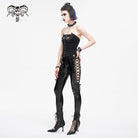 DEVIL FASHION Damen Punk Cutout Schnürhose aus Lackleder