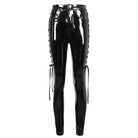 DEVIL FASHION Damen Punk Cutout Schnürhose aus Lackleder